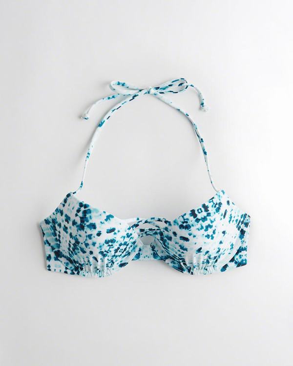 Costumi da Bagno Hollister Donna Strappy Push-Up Plunge Bikini Blu Italia (127YVGST)